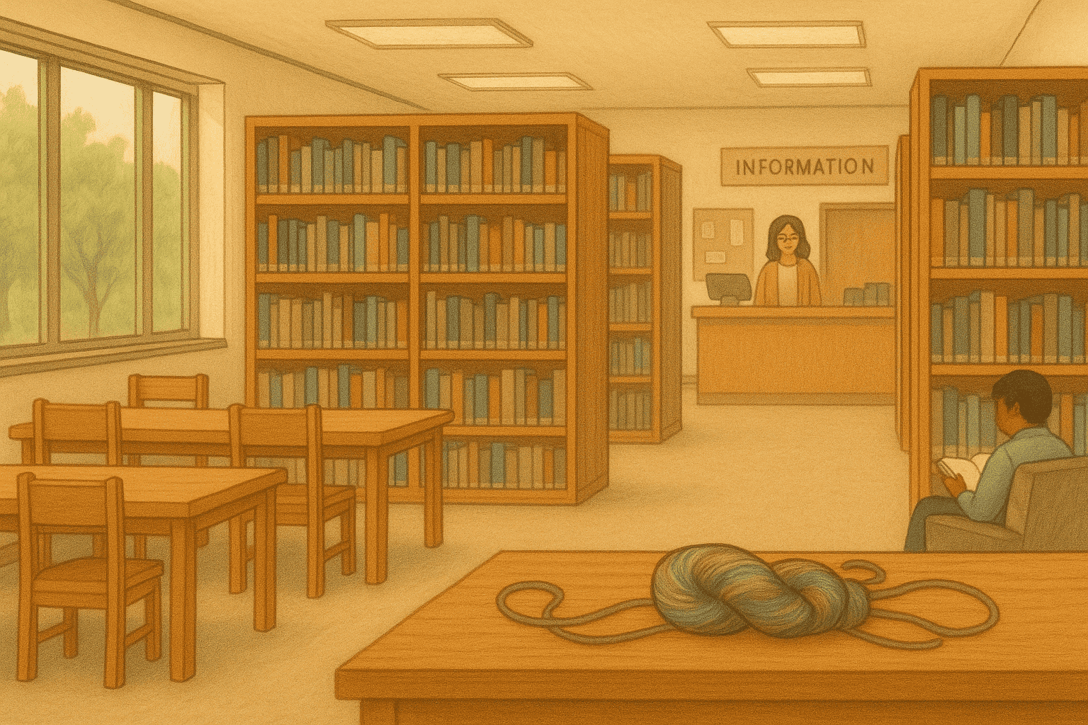 At the library